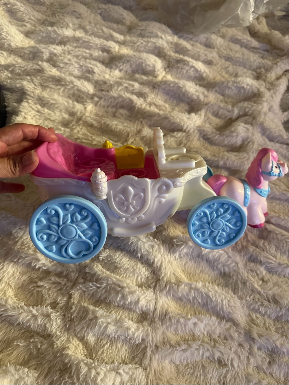 Little people Pink & White Princess Carriage Playset with Blue Wheels